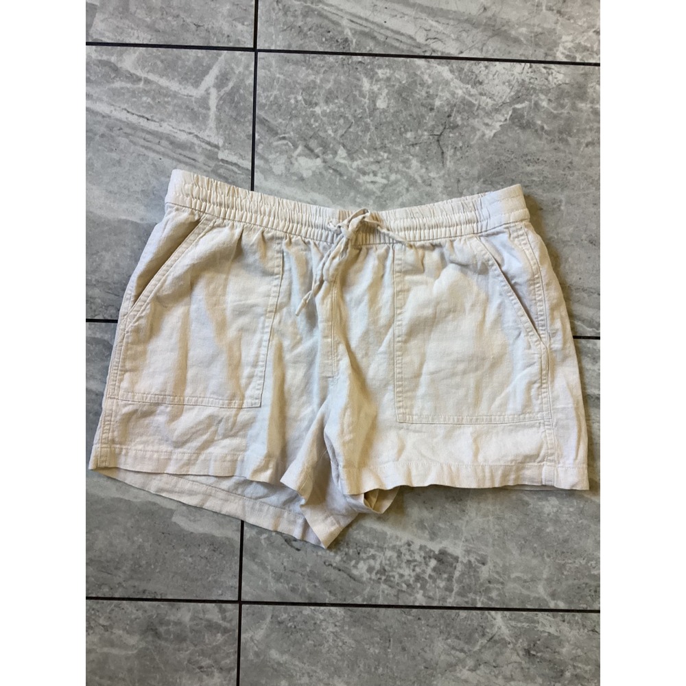 J.Crew Womens Ivory Linen Blend Pull On Drawstring Shorts Size S AX922
